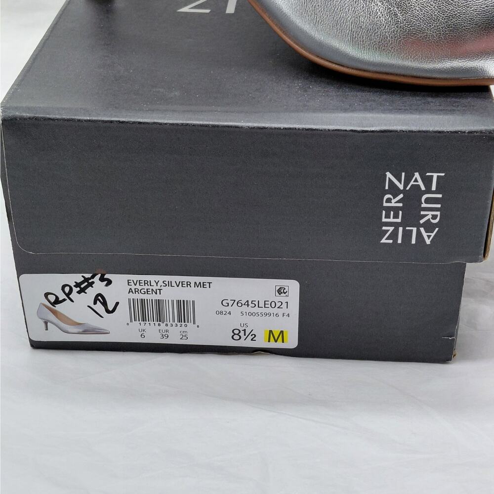 Naturalizer Women's Pumps Size 8.5M Silver Metallic Leather Pointed Toe Heels - Picture 14 of 16